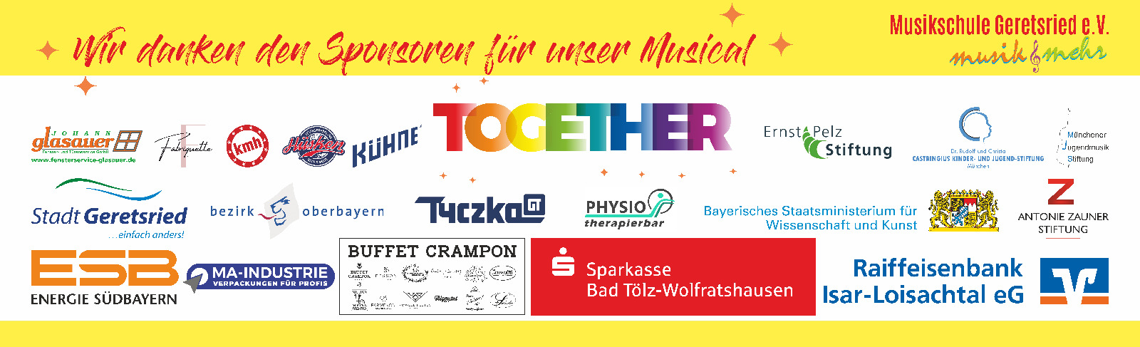 Wir danken unseren Sponsoren für das Musical – Musikschule Geretsried e.V.